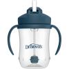 imageDr Browns Milestones Babys First Straw Cup Training Cup with Weighted Straw 9oz270mL Coral BPA Free 6mDark Blue