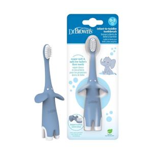 imageDr Browns InfanttoToddler Training Toothbrush Set Blue Elephant with FluorideFree Apple Pear Baby Toothpaste 03 years1 Pack  Blue Elephant