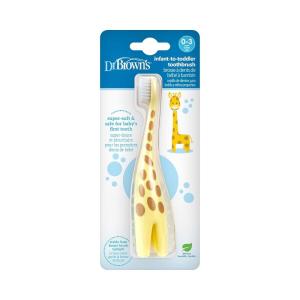 imageDr Browns InfanttoToddler Training Toothbrush Set Blue Elephant with FluorideFree Apple Pear Baby Toothpaste 03 years1 Pack  Giraffe