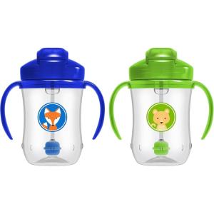 imageDr Browns Milestones Babys First Straw Cup Training Cup with Weighted Straw 9oz270mL Coral BPA Free 6mBlue  Green