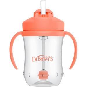 imageDr Browns Milestones Babys First Straw Cup Training Cup with Weighted Straw 9oz270mL Coral BPA Free 6mCoral