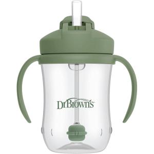 imageDr Browns Milestones Babys First Straw Cup Training Cup with Weighted Straw 9oz270mL Coral BPA Free 6mOlive Green