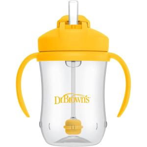 imageDr Browns Milestones Babys First Straw Cup Training Cup with Weighted Straw 9oz270mL Coral BPA Free 6mVintage Yellow