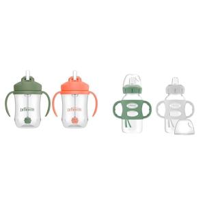 imageDr Browns Milestones Babys First Straw Cup Training Cup with Weighted Straw Coral ampamp Olive Green 2 Pack 6m ampamp Milestones WideNeck Sippy Bottle with 100 Silicone Handles EasyGrip Bottle