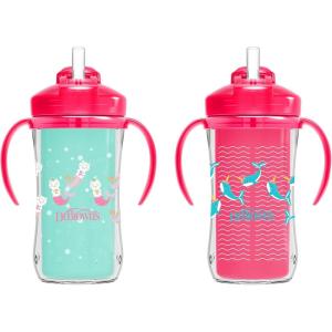 imageDr Browns Milestones Insulated Sippy Cup with Straw and Handles SpillProof Tumbler with Lid 2Pack Pink 10 oz300 mL BPA Free 12m2 Count Pack of 1