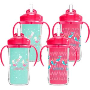 imageDr Browns Milestones Insulated Sippy Cup with Straw and Handles SpillProof Tumbler with Lid 2Pack Pink 10 oz300 mL BPA Free 12m2 Count Pack of 2