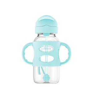 imageDr Browns Milestones WideNeck Sippy Straw Bottle with 100 Silicone Handles and Weighted Straw 9 oz270 mL Green 6mGreen