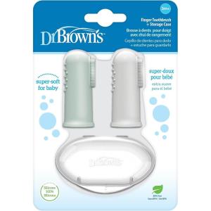 imageDr Browns Silicone Finger Toothbrush for Baby with TravelStorage Case 3m Gray and Yellow 2Pack2 Pack  Gray  Light Green