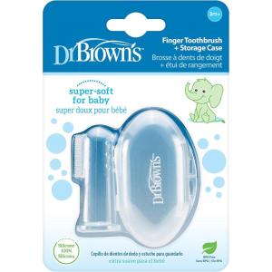 imageDr Browns Silicone Finger Toothbrush for Baby with TravelStorage Case 3m Gray and Yellow 2PackFinger Toothbrush  1 Pack