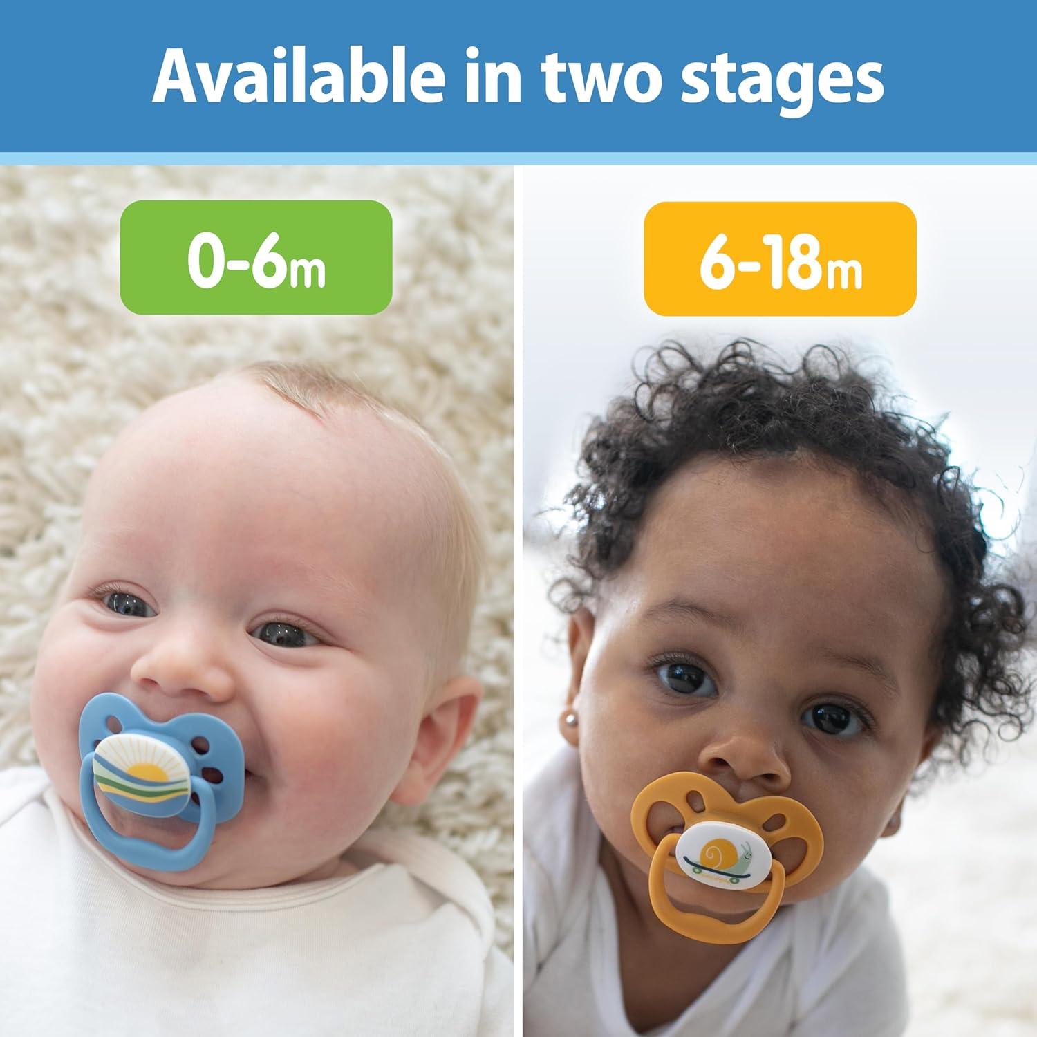 imageDr Browns Advantage GlowintheDark Baby Pacifier Fully Symmetrical Soother with Soft Silicone Bulb Coral Ocean 06m BPA Free 2 Pack2 Pack  Blue Sunrise