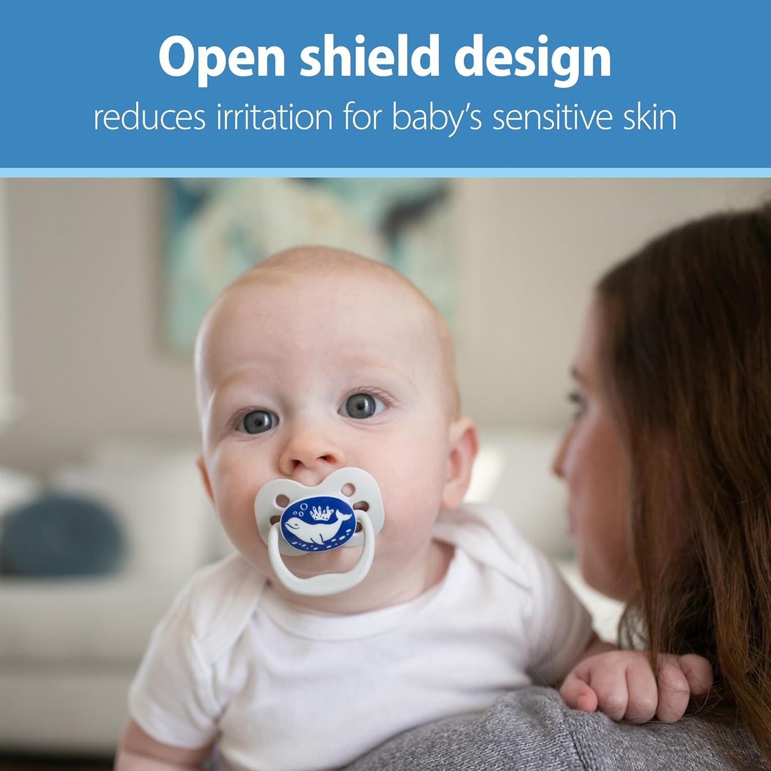 imageDr Browns Advantage GlowintheDark Baby Pacifier Fully Symmetrical Soother with Soft Silicone Bulb Coral Ocean 06m BPA Free 2 Pack2 Pack  GlowintheDark Coral Ocean
