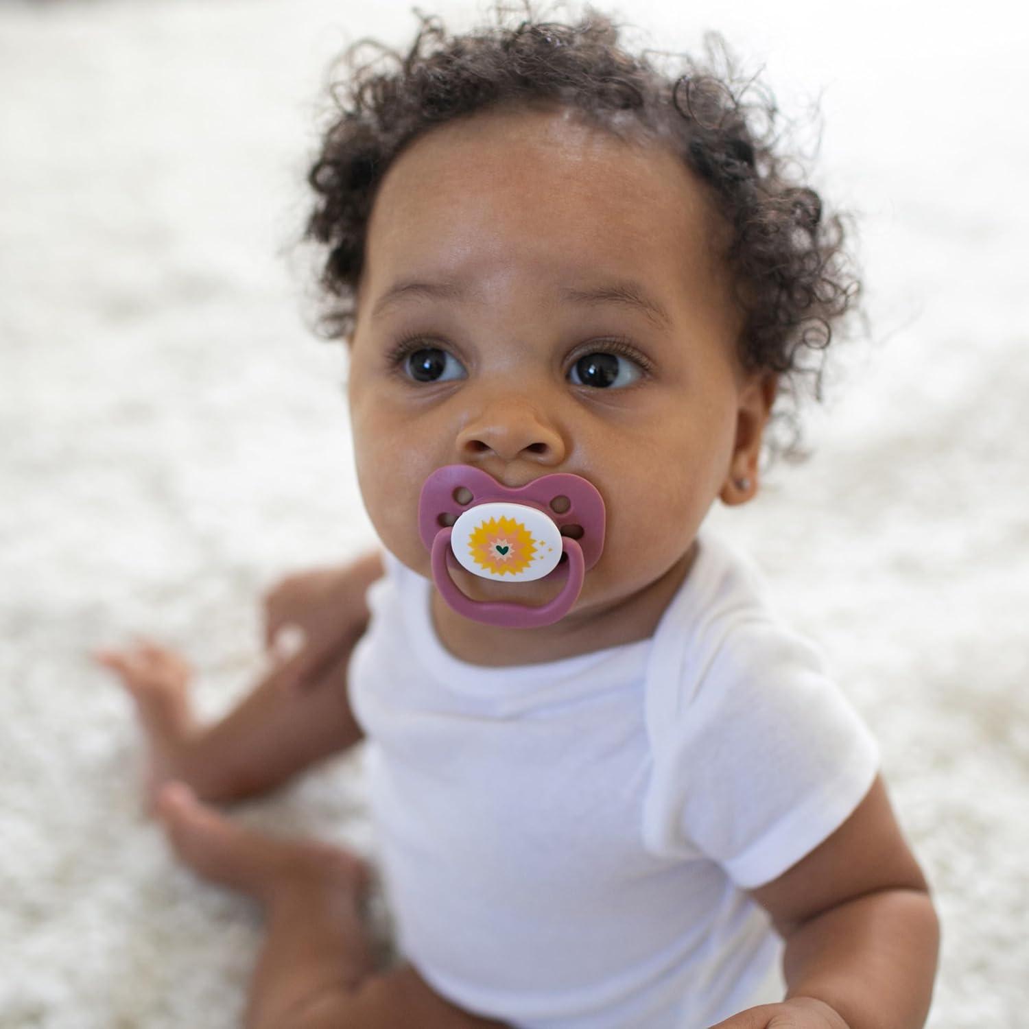 imageDr Browns Advantage GlowintheDark Baby Pacifier Fully Symmetrical Soother with Soft Silicone Bulb Coral Ocean 06m BPA Free 2 Pack2 Pack  Lavendar Love
