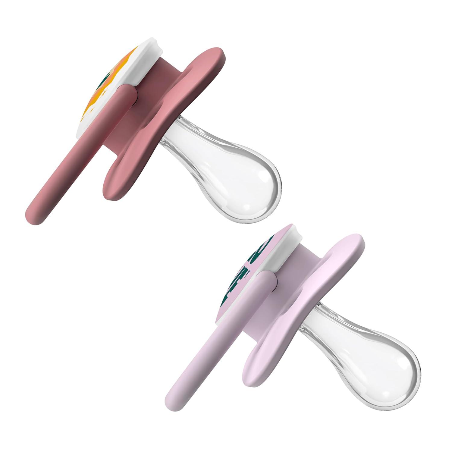 imageDr Browns Advantage GlowintheDark Baby Pacifier Fully Symmetrical Soother with Soft Silicone Bulb Coral Ocean 06m BPA Free 2 Pack2 Pack  Lavendar Love