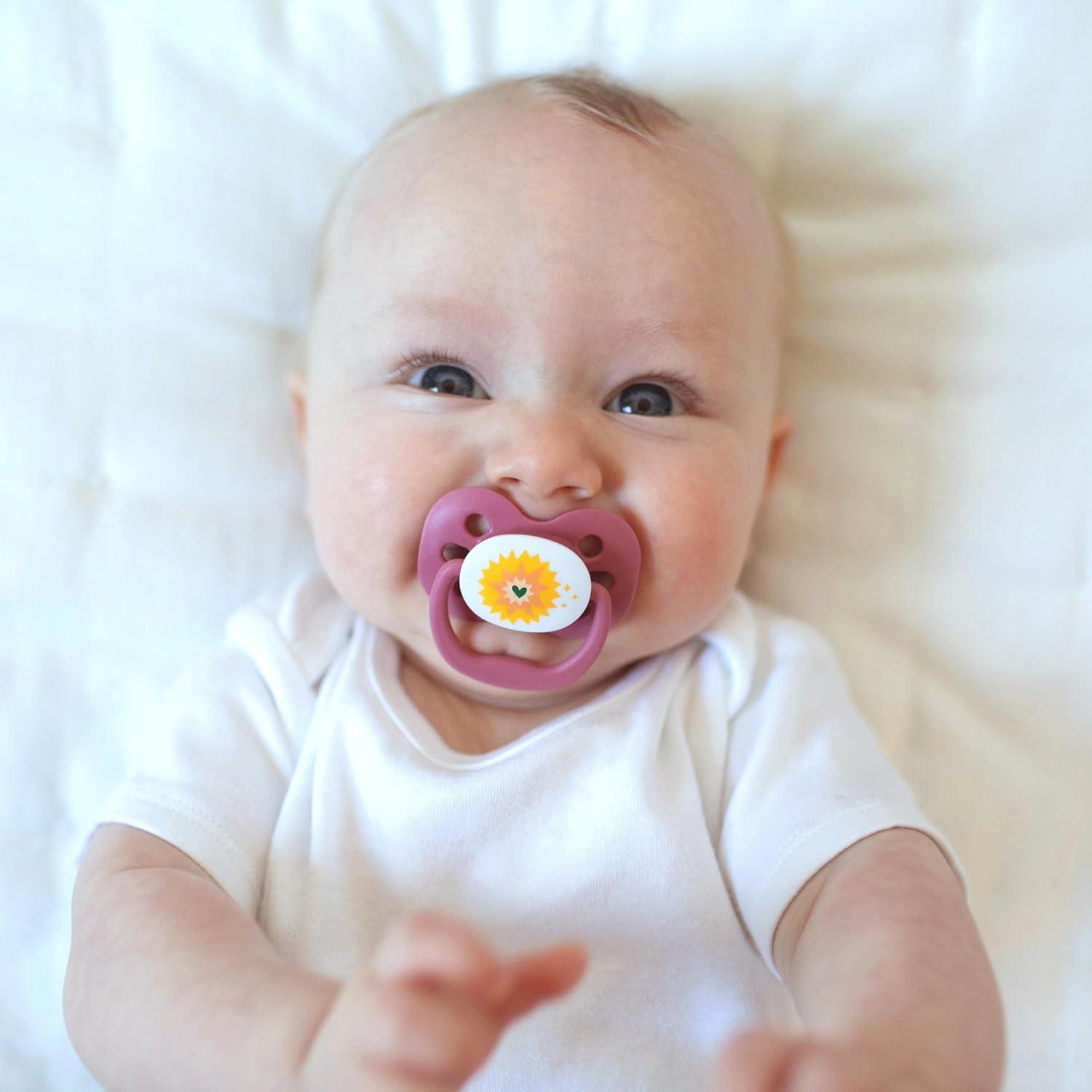 imageDr Browns Advantage GlowintheDark Baby Pacifier Fully Symmetrical Soother with Soft Silicone Bulb Coral Ocean 06m BPA Free 2 Pack2 Pack  Lavendar Love