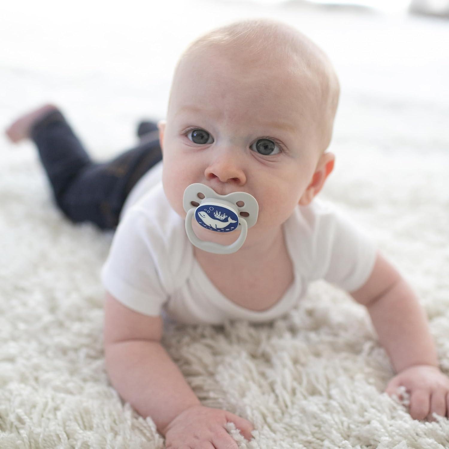 imageDr Browns Advantage GlowintheDark Baby Pacifier Fully Symmetrical Soother with Soft Silicone Bulb Coral Ocean 06m BPA Free 2 Pack4 Pack  GlowintheDark Blue OceanBlue Sunrise