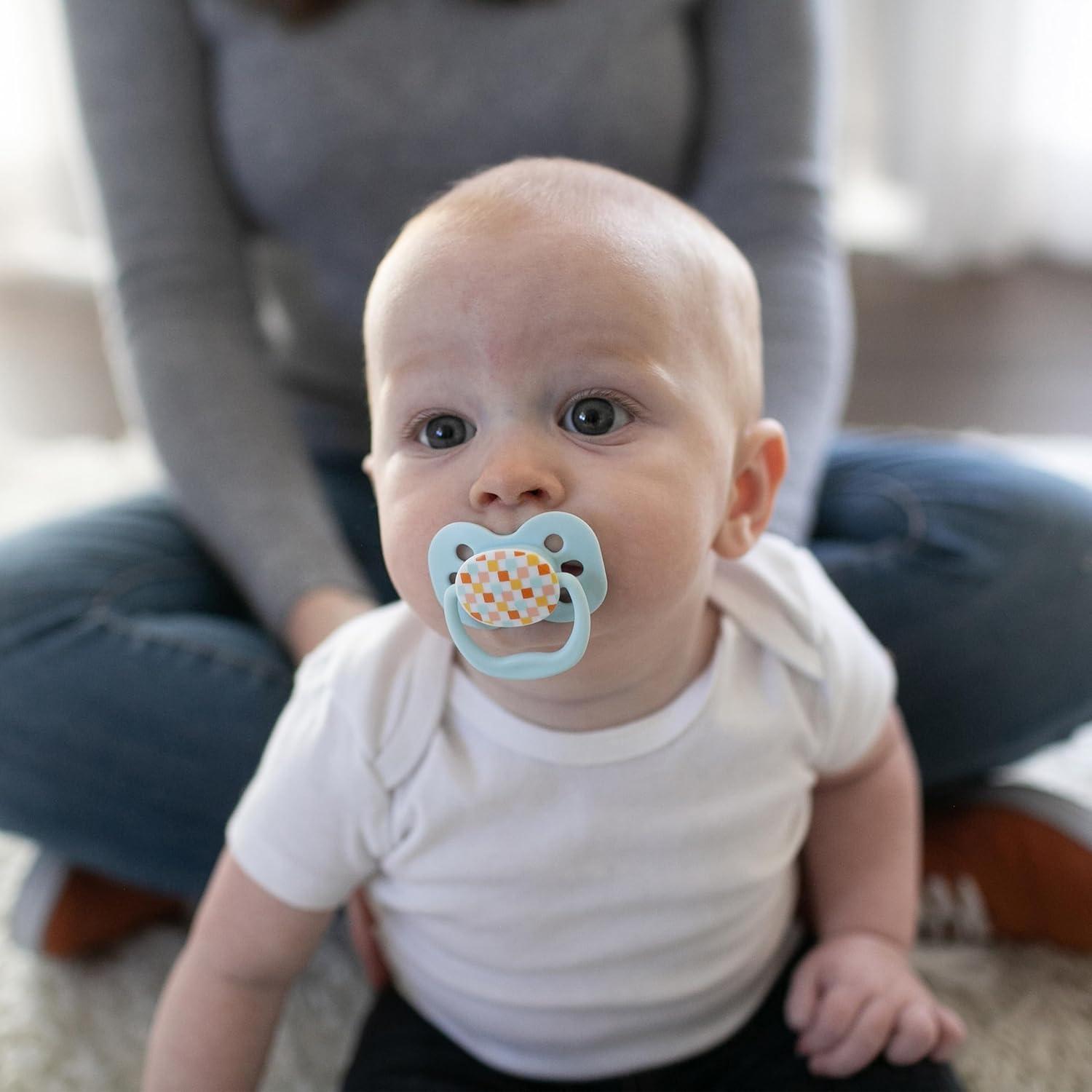 imageDr Browns Advantage GlowintheDark Baby Pacifier Fully Symmetrical Soother with Soft Silicone Bulb Coral Ocean 06m BPA Free 2 Pack4 Pack  GlowintheDark Blue OceanBlue Sunrise