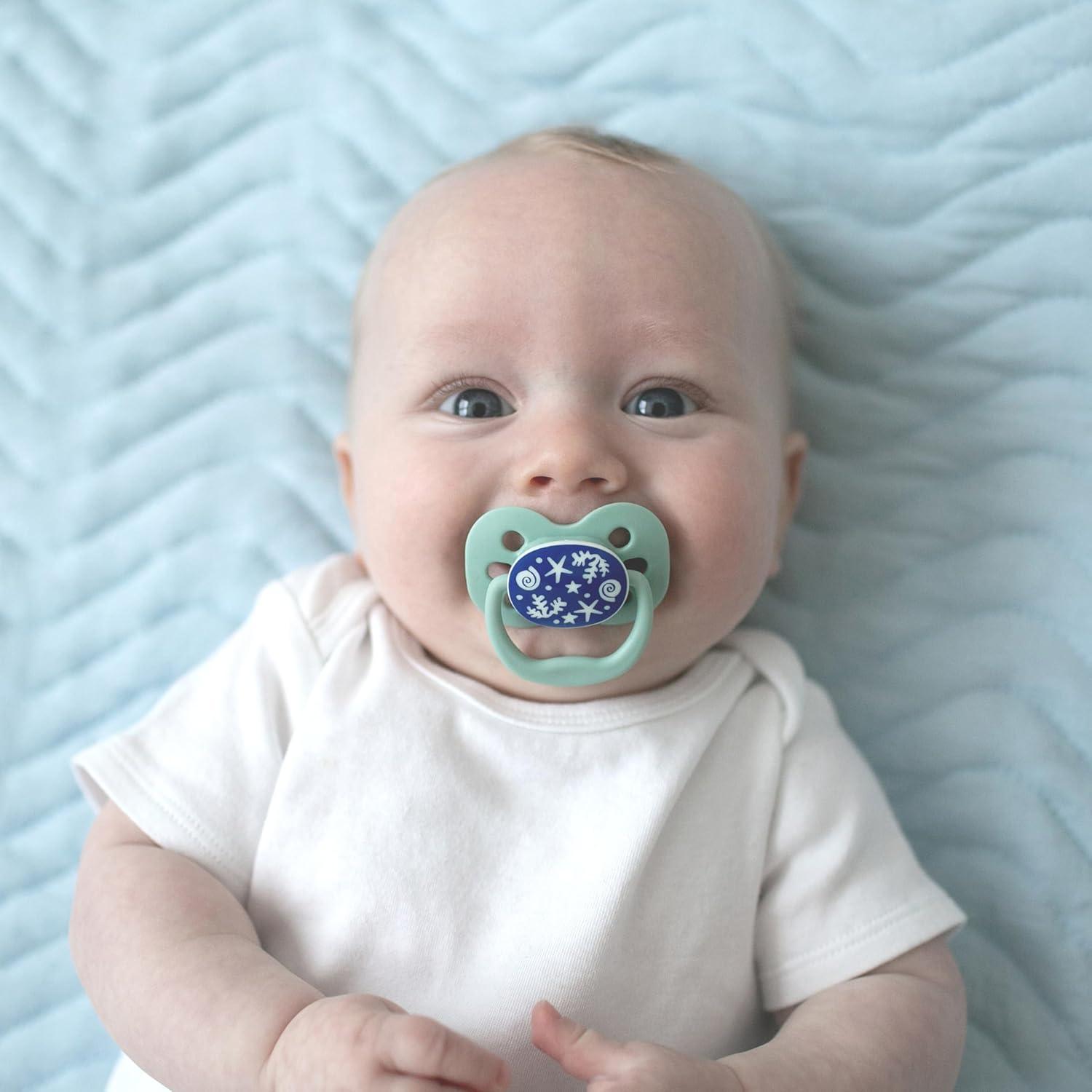 imageDr Browns Advantage GlowintheDark Baby Pacifier Fully Symmetrical Soother with Soft Silicone Bulb Coral Ocean 06m BPA Free 2 Pack4 Pack  GlowintheDark Blue OceanBlue Sunrise