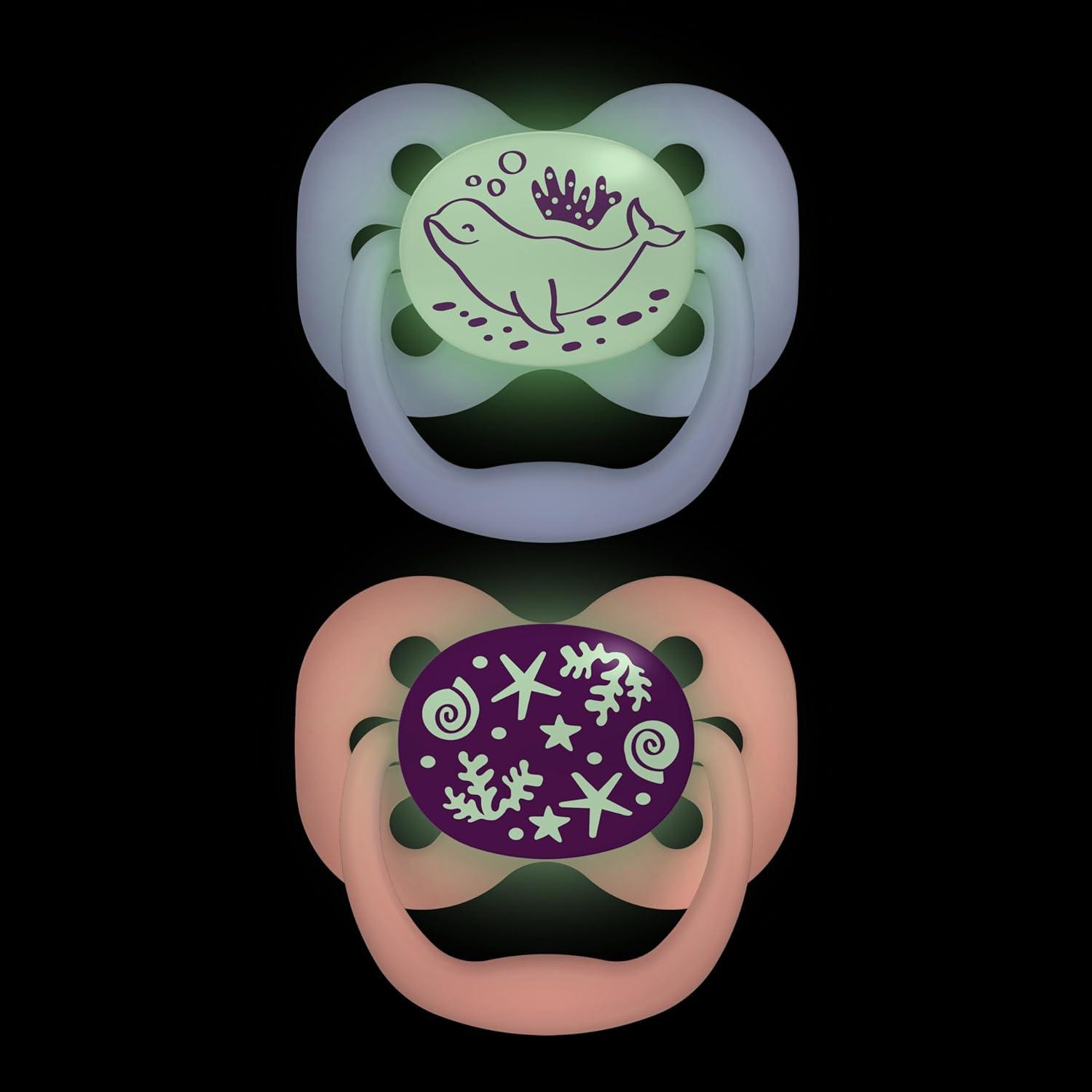 imageDr Browns Advantage GlowintheDark Baby Pacifier Fully Symmetrical Soother with Soft Silicone Bulb Coral Ocean 06m BPA Free 2 Pack4 Pack  GlowintheDark Coral OceanLavendar Love