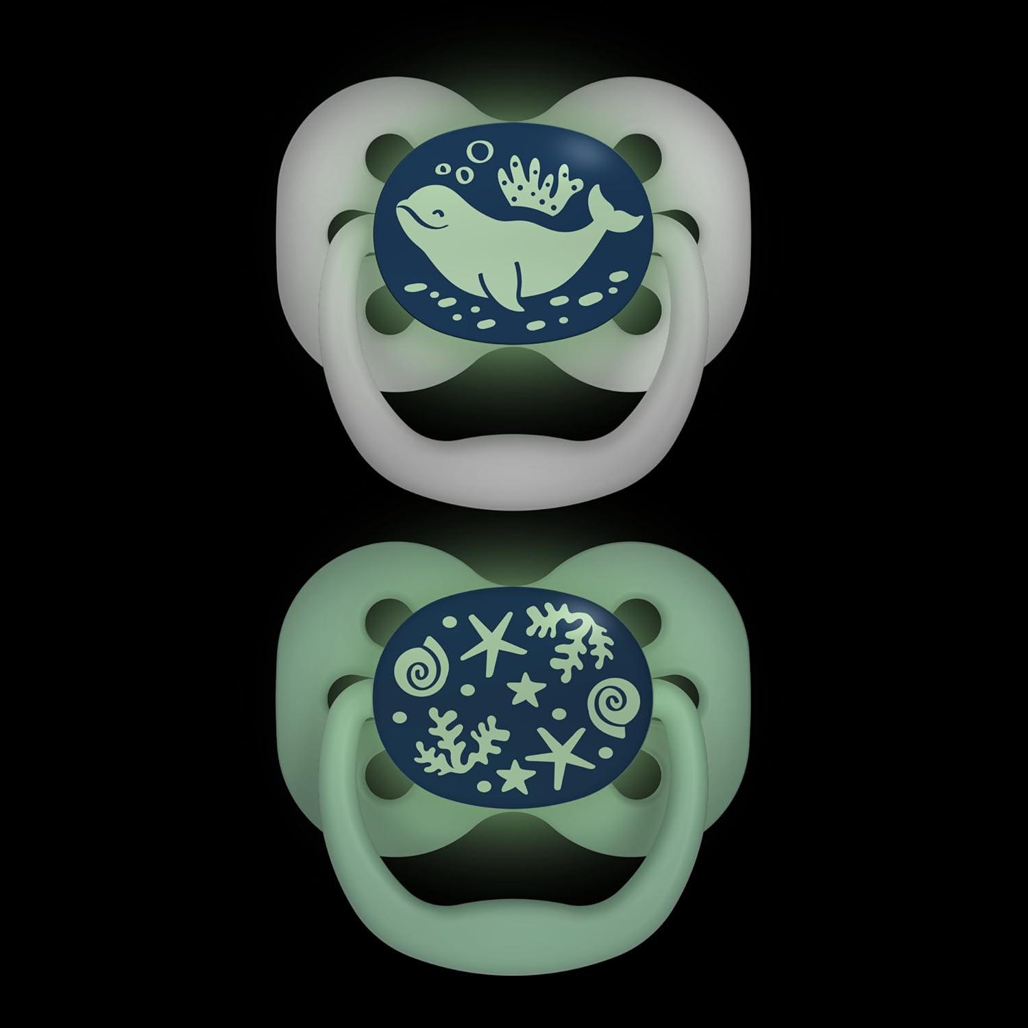 imageDr Browns Advantage GlowintheDark Baby Pacifier Fully Symmetrical Soother with Soft Silicone Bulb Coral Ocean 06m BPA Free 2 Pack4 Pack  GlowintheDark Blue OceanBlue Sunrise