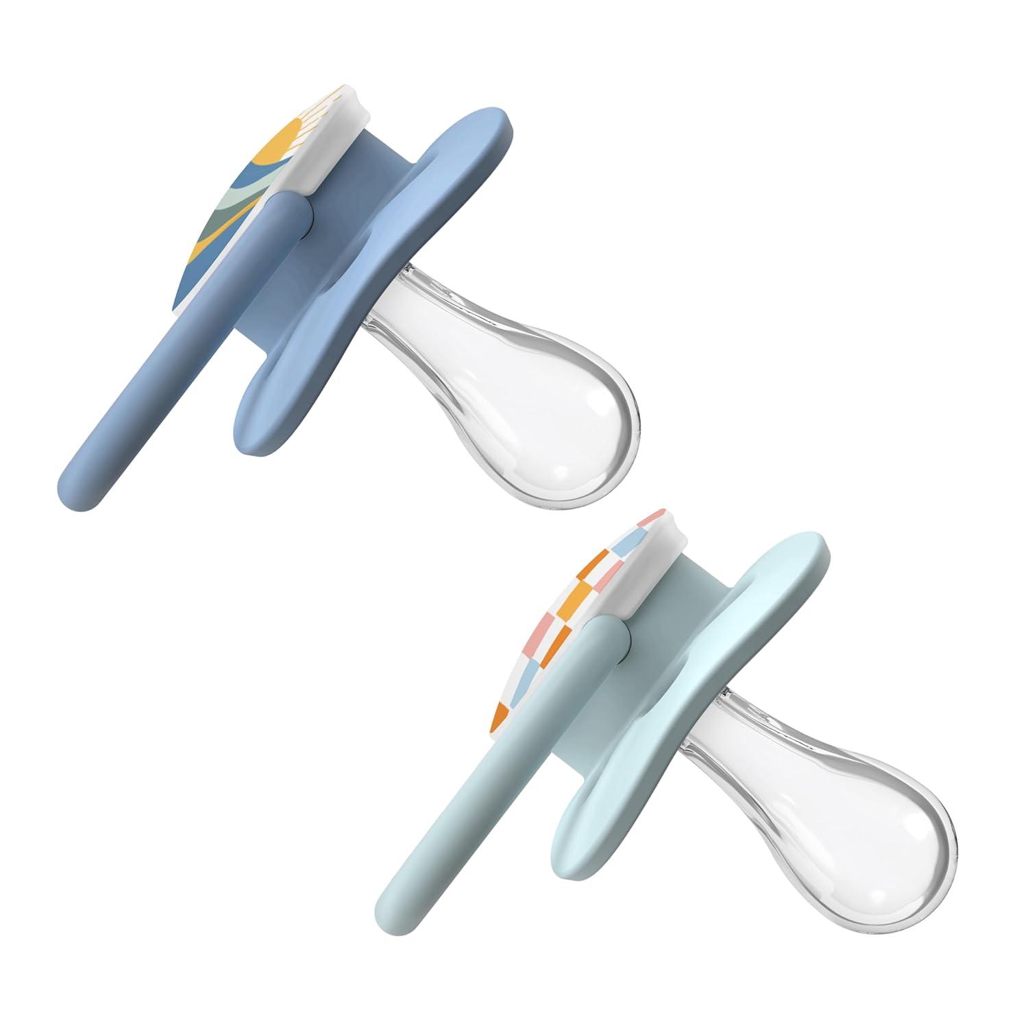 imageDr Browns Advantage GlowintheDark Baby Pacifier Fully Symmetrical Soother with Soft Silicone Bulb Coral Ocean 06m BPA Free 2 Pack4 Pack  GlowintheDark Blue SunriseBlue Ocean