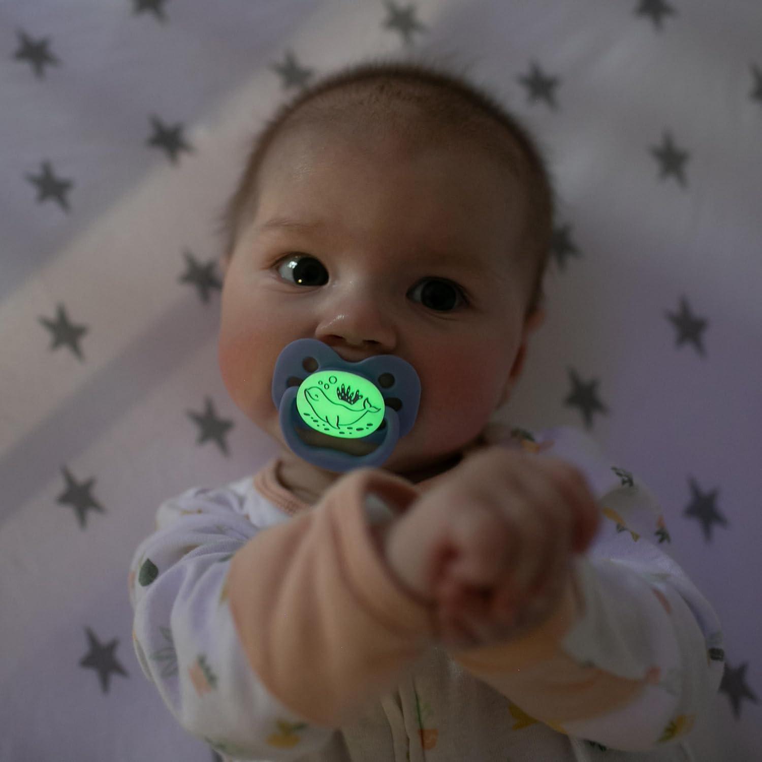 imageDr Browns Advantage GlowintheDark Baby Pacifier Fully Symmetrical Soother with Soft Silicone Bulb Coral Ocean 06m BPA Free 2 Pack4 Pack  GlowintheDark Coral OceanLavendar Love