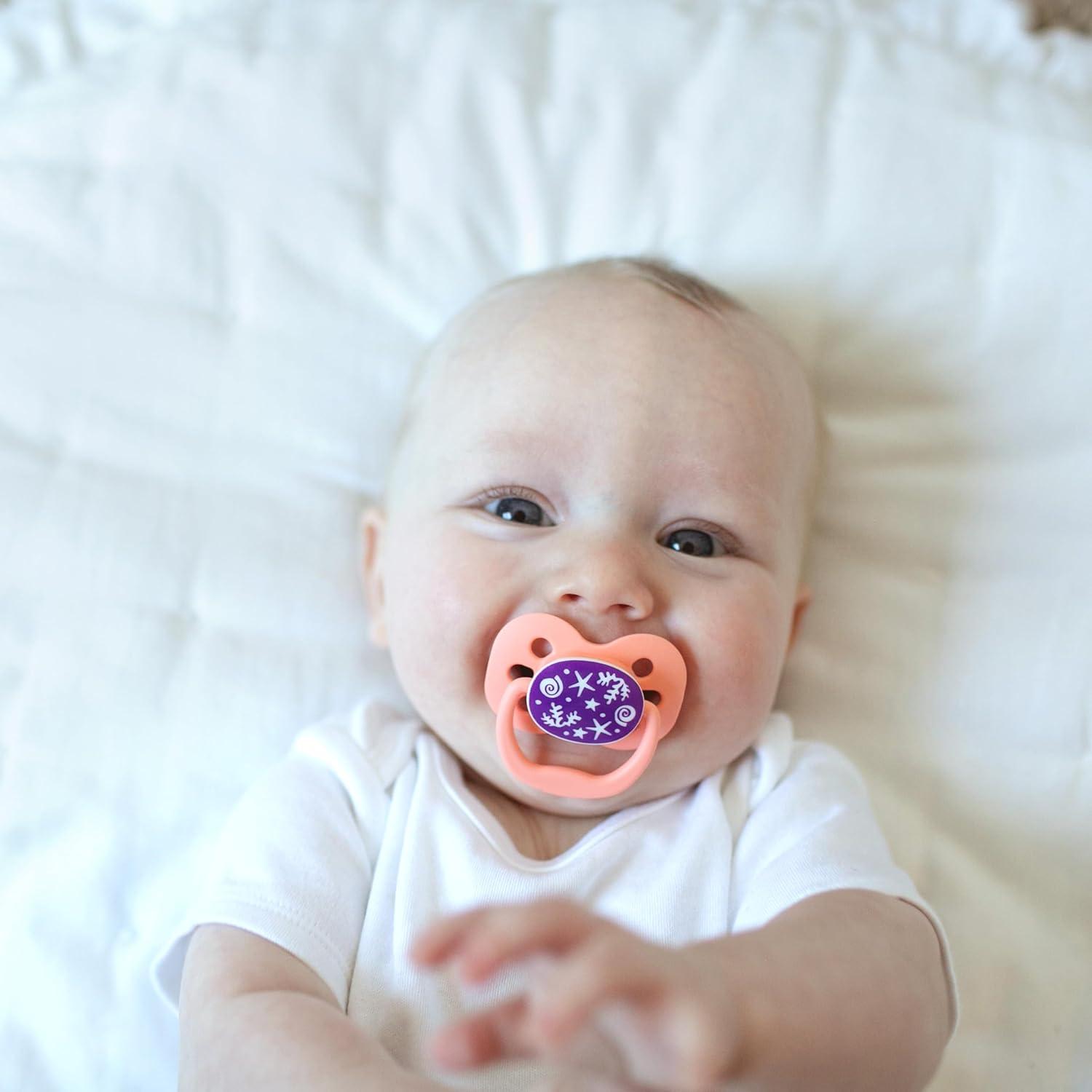 imageDr Browns Advantage GlowintheDark Baby Pacifier Fully Symmetrical Soother with Soft Silicone Bulb Coral Ocean 06m BPA Free 2 Pack4 Pack  GlowintheDark Coral OceanLavendar Love