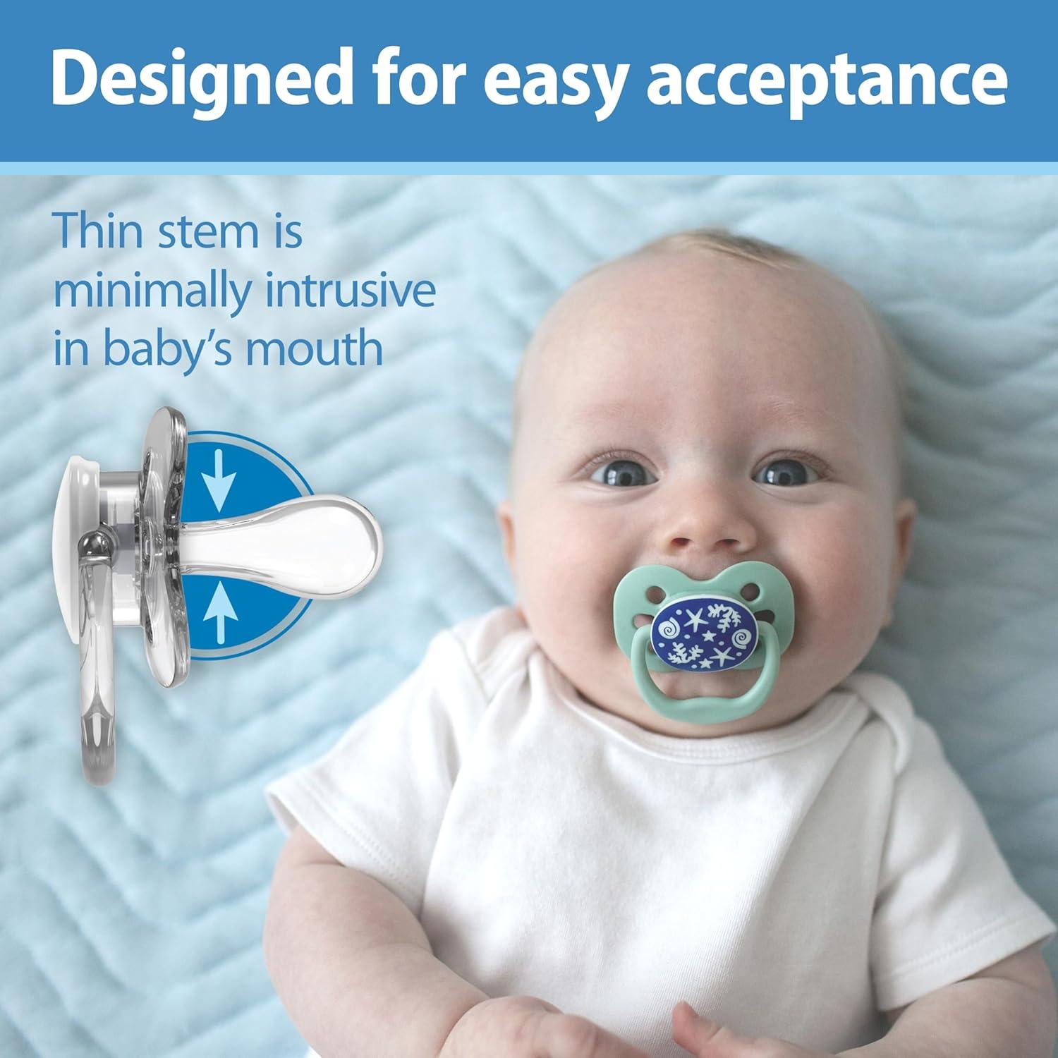 imageDr Browns Advantage GlowintheDark Baby Pacifier Fully Symmetrical Soother with Soft Silicone Bulb Coral Ocean 06m BPA Free 2 Pack4 Pack  GlowintheDark Blue OceanBlue Sunrise