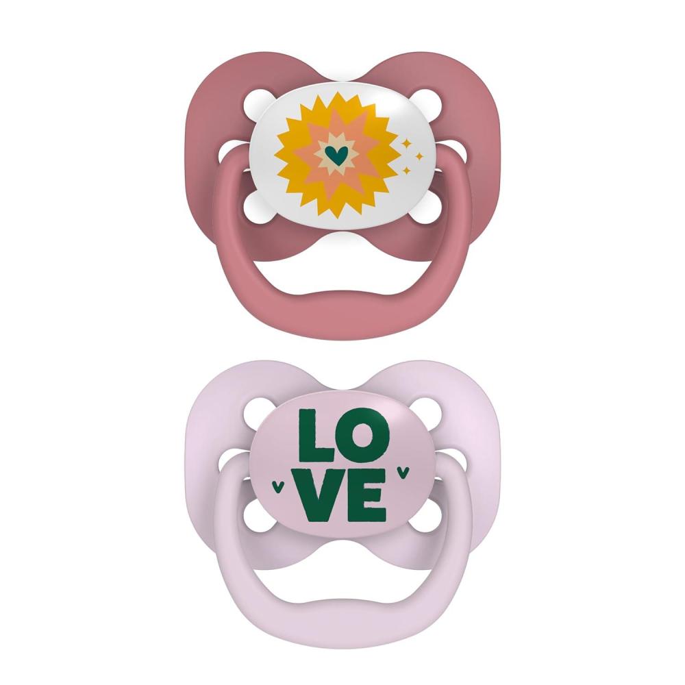 imageDr Browns Advantage GlowintheDark Baby Pacifier Fully Symmetrical Soother with Soft Silicone Bulb Coral Ocean 06m BPA Free 2 Pack2 Pack  Lavendar Love