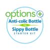 imageDr Browns AntiColic Options WideNeck Sippy Bottle Starter Kit 9oz270mL with Level 3 MediumFast Flow Nipple and Soft 100 Silicone Sippy Spout Blue BPA Free 6m9 oz  Wide  Green