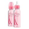 imageDr Browns Natural Flow AntiColic OptionsNarrow 8oz250mL Baby Bottle  Lovey Gift Set with Level 1 Slow Flow Nipples PinkPink  Clear