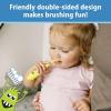 imageDr Browns ToothScrubber Toothbrush ThreeSided Toddler Training Toothbrush for Ages 14 Years with Suction Cup Base and Color Changing Bristles1 Pack  Green Monster