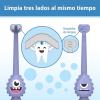 imageDr Browns ToothScrubber Toothbrush ThreeSided Toddler Training Toothbrush for Ages 14 Years with Suction Cup Base and Color Changing Bristles1 Pack  Purple Monster
