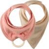 imageDr Browns Muslin Bandana Bibs with SnapOn Removable Beaded TeetherPinkCream