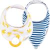 imageDr Browns Super Soft ampamp Absorbent Baby Bandana Bib with SnapOn Teether 3m 2PackNavy Stripes  Bananas