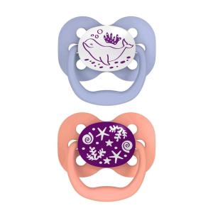 imageDr Browns Advantage GlowintheDark Baby Pacifier Fully Symmetrical Soother with Soft Silicone Bulb Coral Ocean 06m BPA Free 2 Pack2 Pack  GlowintheDark Coral Ocean