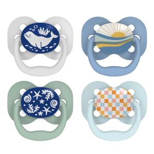 imageDr Browns Advantage GlowintheDark Baby Pacifier Fully Symmetrical Soother with Soft Silicone Bulb Coral Ocean 06m BPA Free 2 Pack4 Pack  GlowintheDark Blue SunriseBlue Ocean
