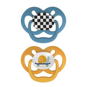 imageDr Browns Advantage GlowintheDark Baby Pacifier Fully Symmetrical Soother with Soft Silicone Bulb Skateboard SnailBlue Nature 618m BPA Free 4 Pack2 Pack  Skateboard Snail