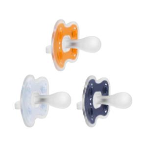 imageDr Browns Advantage OnePiece Silicone Baby Pacifier Fully Symmetrical Soother CoralLight PinkPink 618m BPA Free 3 Pack3 Pack  Dark BlueLight BlueOrange