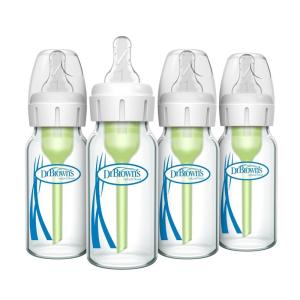 imageDr Browns AntiColic Options Narrow Glass Baby Bottle Starter Set with Silicone Bottle Sleeves Levels 1 2 and 3 Nipples Soft Touch Cleaning Brush StorageTravel Caps and HappyPaci1 Count Pack of 4