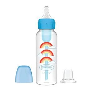 imageDr Browns AntiColic Options Narrow Sippy Bottle Starter Kit 8oz250mL with Level 3 MediumFast Flow Nipple and Soft 100 Silicone Sippy Spout Green BPA Free 6mBlue