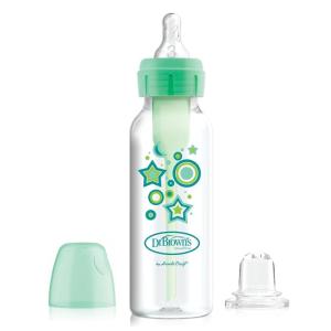 imageDr Browns AntiColic Options Narrow Sippy Bottle Starter Kit 8oz250mL with Level 3 MediumFast Flow Nipple and Soft 100 Silicone Sippy Spout Green BPA Free 6mGreen