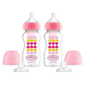 imageDr Browns AntiColic Options WideNeck Sippy Bottle Starter Kit 9oz270mL with Level 3 MediumFast Flow Nipple and Soft 100 Silicone Sippy Spout Blue BPA Free 6m9 oz  Wide  2 Pack  Pink