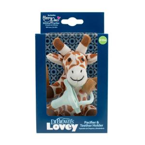 imageDr Browns Baby Lovey Pacifier and Teether Holder Unicorn with Pink HappyPaci 100 Silicone 06m Packaging May VaryGiraffe