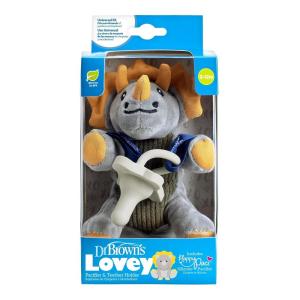 imageDr Browns Baby Lovey Pacifier and Teether Holder Unicorn with Pink HappyPaci 100 Silicone 06m Packaging May VaryTriceratops