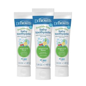 imageDr Browns FluorideFree Baby Toothpaste Infant ampamp Toddler Oral Care Apple Pear 3Pack 14oz40g 03 years3 Pack  Mixed Fruit