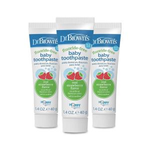 imageDr Browns FluorideFree Baby Toothpaste Infant ampamp Toddler Oral Care Apple Pear 3Pack 14oz40g 03 years3 Pack  Strawberry