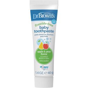 imageDr Browns FluorideFree Baby Toothpaste Safe to Swallow Apple Pear 1Pack 14oz40g 03 yearsApple Pear