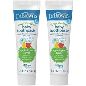 imageDr Browns FluorideFree Baby Toothpaste Safe to Swallow Apple Pear 1Pack 14oz40g 03 yearsPear Apple