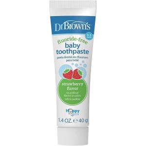 imageDr Browns FluorideFree Baby Toothpaste Safe to Swallow Apple Pear 1Pack 14oz40g 03 yearsStrawberry