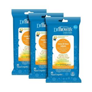 imageDr Browns Healthy Nose and Face Wipes Naturally Cleaning and Moisturizing for Baby ampamp Toddler Plant Based and Hypoallergenic 30 Count 3 Pack30 Count Pack of 3